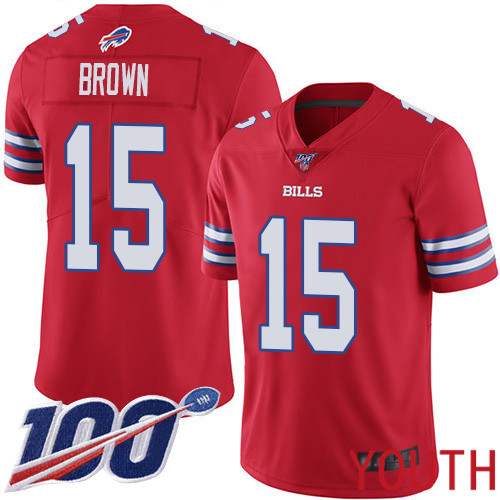 Youth Buffalo Bills #15 John Brown Limited Red Rush Vapor Untouchable 100th Season NFL Jersey->youth nfl jersey->Youth Jersey